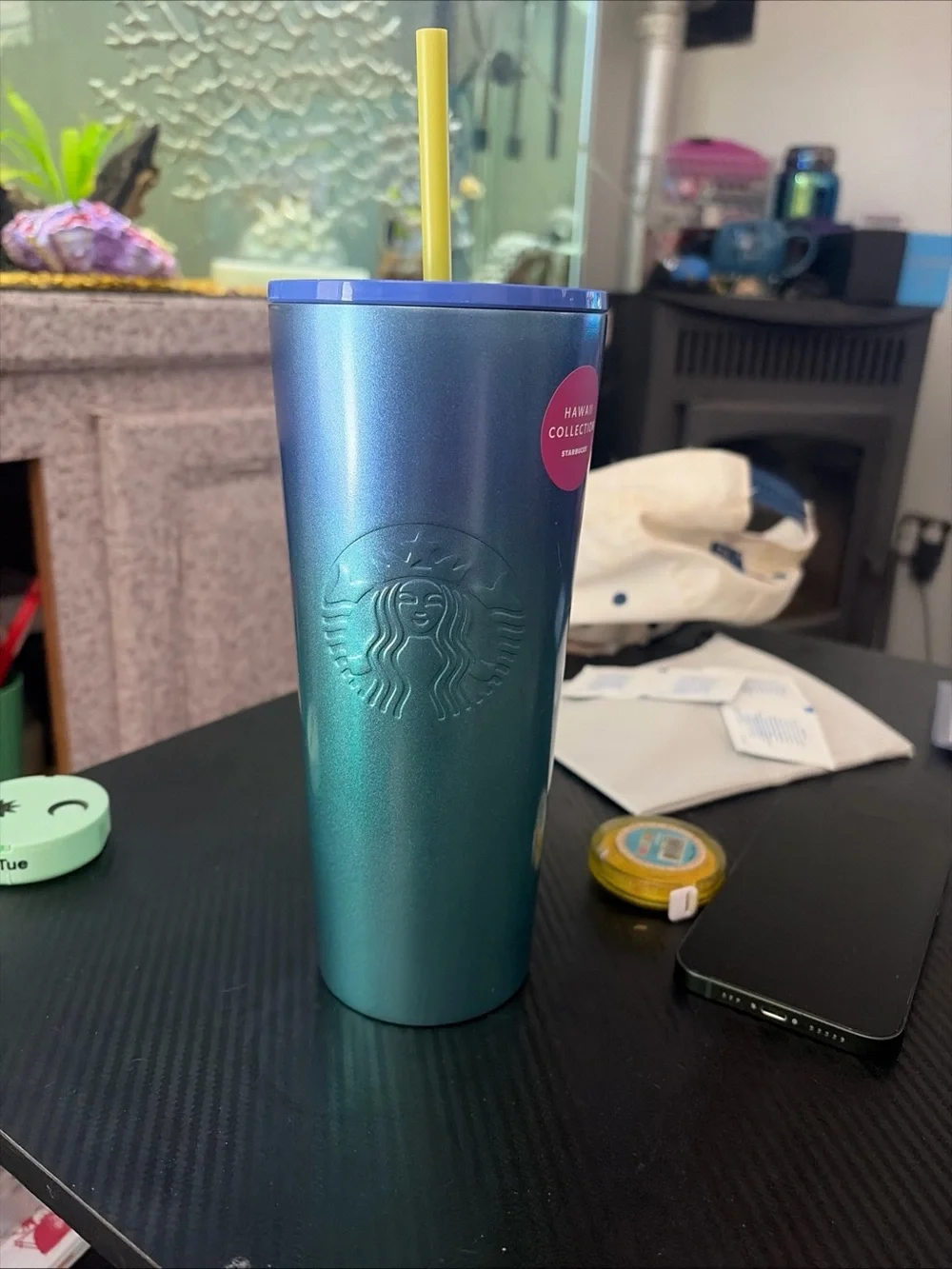 Starbucks Glitter Blue/Green Glitter Tumbler Hawaii Collection